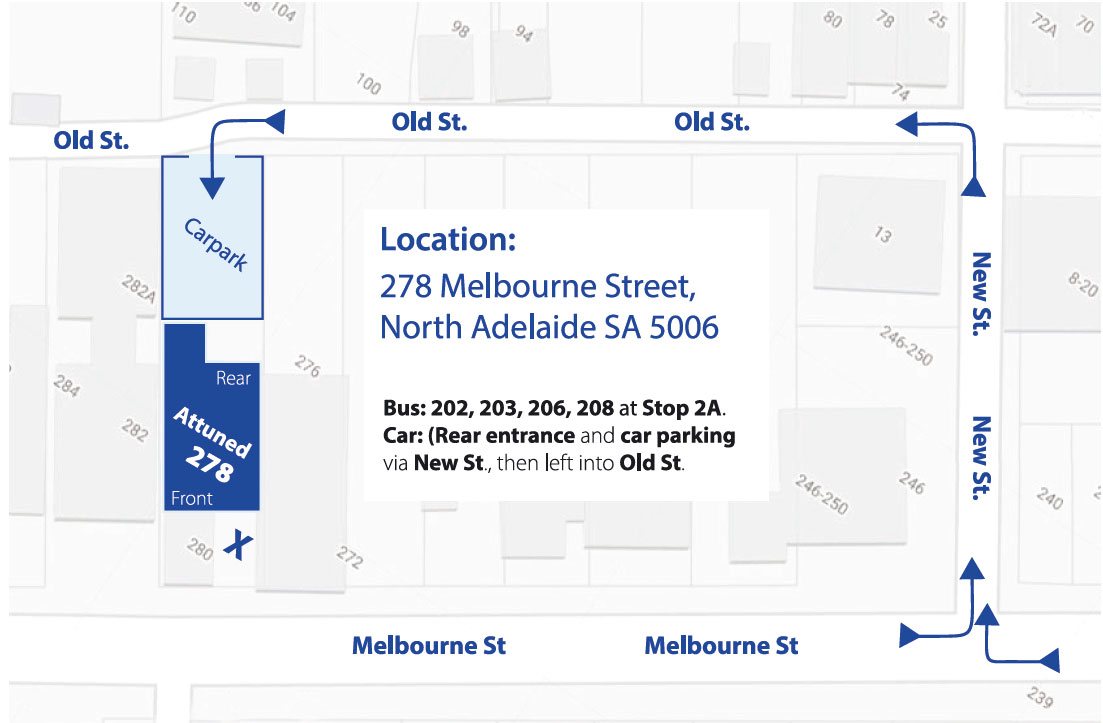 Attuned Psychology 278 Melbourne Street North Adelaide Map