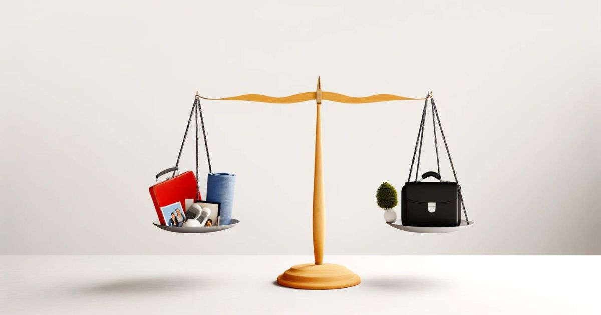 An image of a set of scales with work items on one side with life items on the other, to illustrate the article, What's Holding Us Back From Work/Life Balance: A Perspective From An Adelaide Psychologist